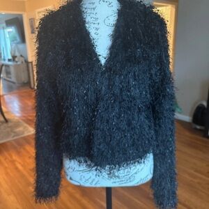 Fun and Fuzzy Black Faux-Fur Jacket